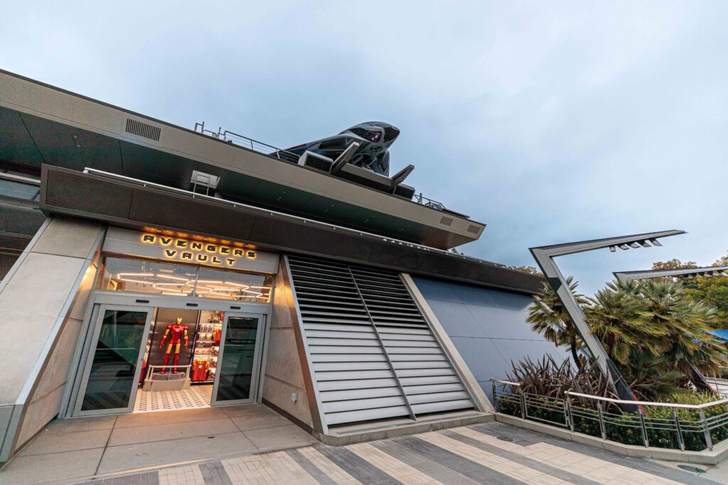 Avengers Vault, a new retail location located in a portion of Avengers Headquarters at Avengers Campus in Disney California Adventure Park in Anaheim, Calif. opens on Sept. 18, 2023. The location features an array of Super Hero gear, such as apparel and other fan-favorite merchandise. Guests can also look forward to Infinity Saga Relics arriving at the Disneyland Resort for the first time. (Christian Thompson/Disneyland Resort)