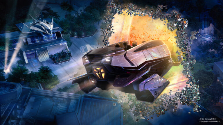 Disney California Adventure Park, a new world-jumping vehicle is coming to the next attraction in Avengers Campus to help transport Super Heroes into the Multiverse. Brent Strong, executive creative director at Walt Disney Imagineering, is sharing an early peek at the ride vehicle featuring a design that combines elements of Tony Stark’s time-suits with Xandarian jump points and Wakandan technology.