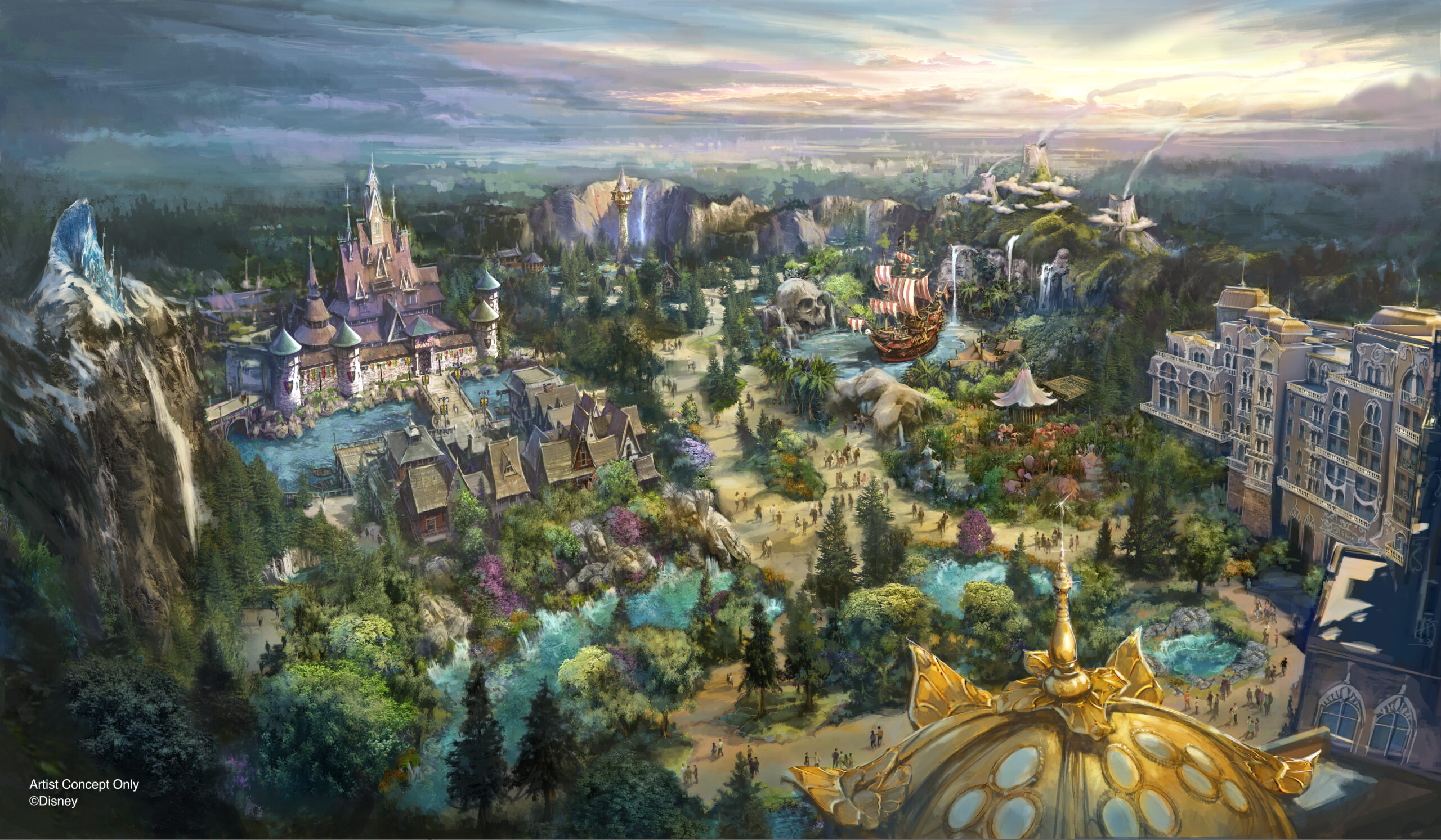 A new look at what’s coming to Fantasy Springs at Tokyo Disney Resort is being shared! The eighth themed port of Tokyo DisneySea will feature Rapunzel’s Forest, Peter Pan’s Never Land and Frozen Kingdom – all inspired by the Walt Disney Animation Studios Films.