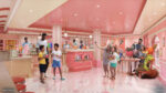 Onboard the Disney Treasure, the sweetshop, Jumbeaux’s Sweets, will be reminiscent of the popular ice cream parlor, Jumbeaux Café, from the bustling mammal metropolis featured in Disney’s “Zootopia.” Surrounded by playful pink interiors, Victorian-style architecture and an endearing sculpture of Officer Judy Hopps and Nick Wilde, guests will be served humor and heart by the cone full., along with a selection of more than 20 flavors of handmade gelato, 16 flavors of ice cream and sorbets, specialty treats, candies and more. (Disney)