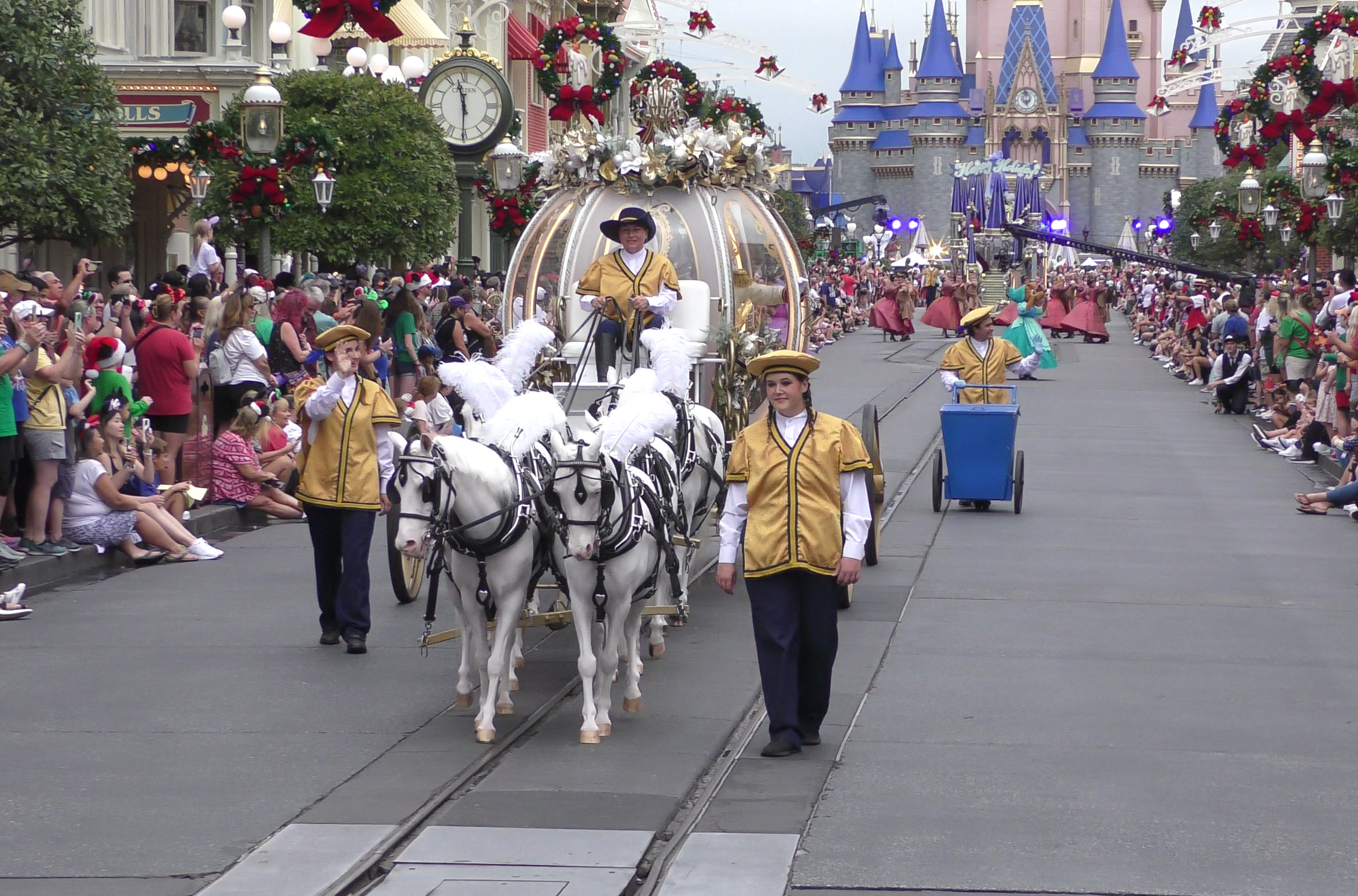 Experience the Magic: 2023 Walt Disney World Christmas Day Parade | Full Parade Taping -Cinderella Coach and miniature horse unit