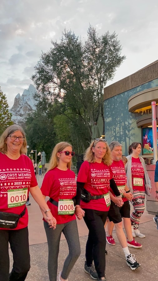 Cast member Darlene with her friends and family during the 2023 Be Well...Cast Member, Friends & Family Holiday 5K at Disney's Animal Kingdom