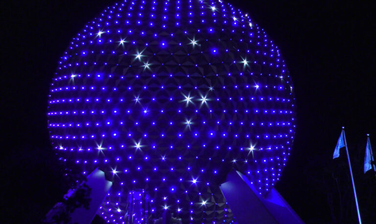Epcot Holidays: Spaceship Earth Light Show featuring 