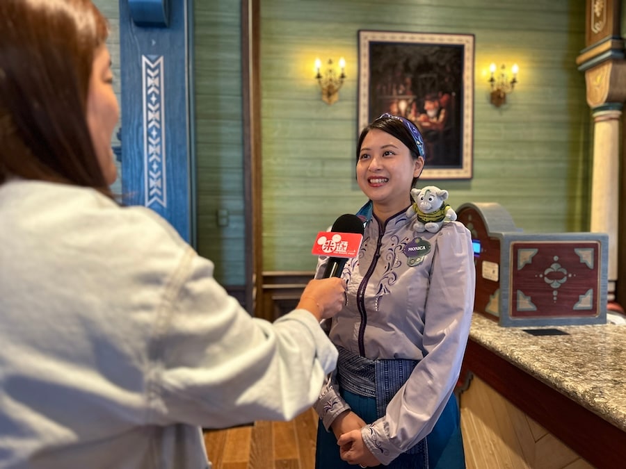 Monica, a carver at Tick Tock Toys & Collectibles, at World of Frozen in Hong Kong Disneyland