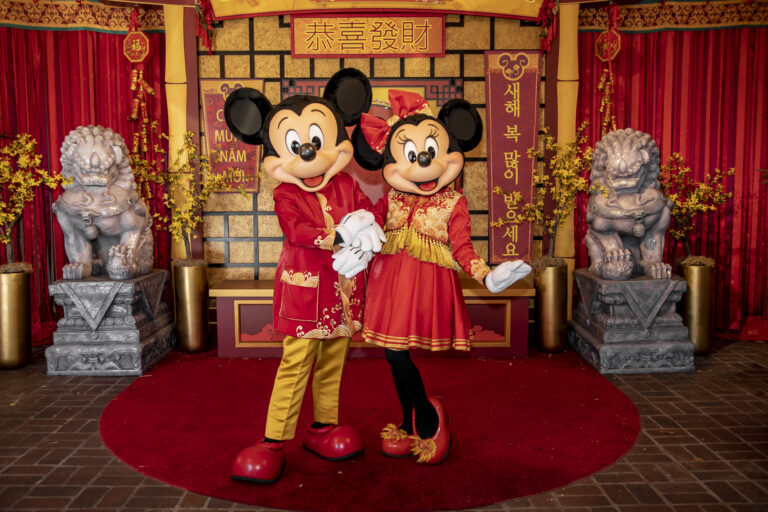 From Jan. 23 through Feb. 18, 2024, guests can experience the Lunar New Year celebration with Mickey and Minnie in their festive attire at Disney California Adventure Park in Anaheim, Calif. The Lunar New Year celebration is a joyous tribute to Chinese, Korean and Vietnamese cultures. At the celebration, guests can savor Asian-inspired dishes from Lunar New Year Marketplaces; experience dazzling entertainment such as “Mulan’s Lunar New Year Procession” to “Hurry Home – Lunar New Year Celebration,” and more. (Christian Thompson/Disneyland Resort)