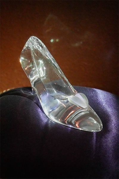 Cinderella’s glass slipper at Princess Fairytale Hall at Magic Kingdom