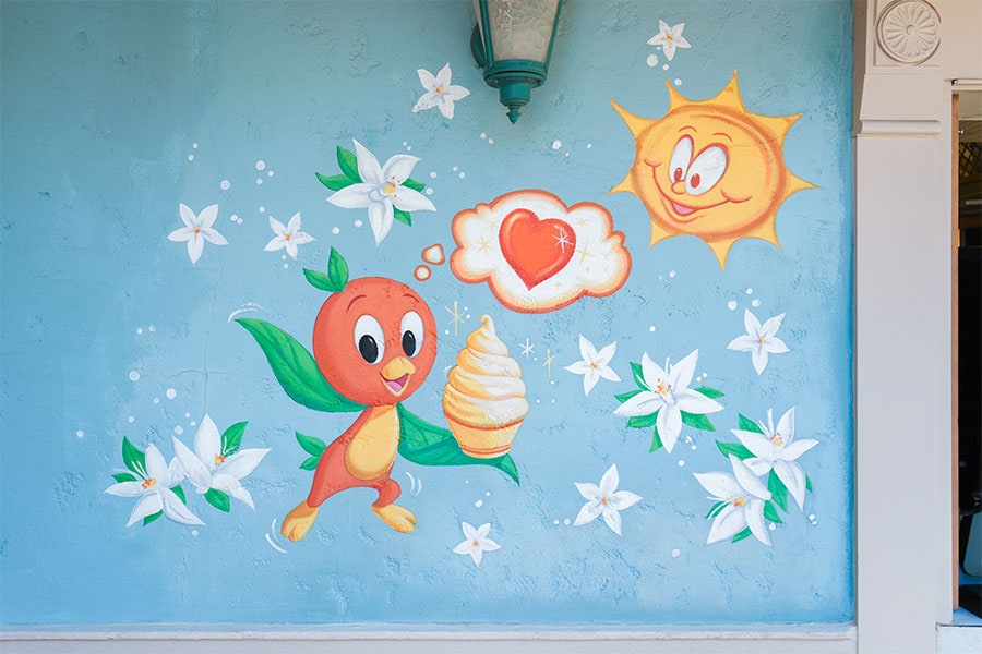 Mural outside Sunshine Tree Terrace featuring Orange Bird