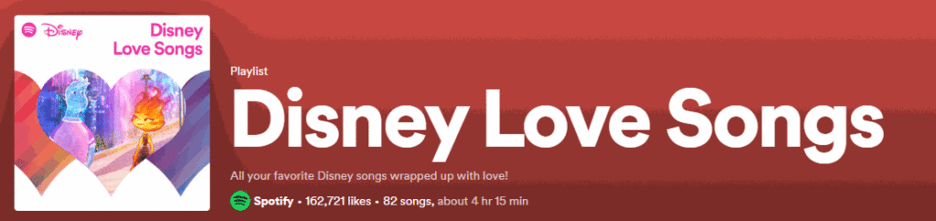 Disney Love Songs Playlist on Spotify
