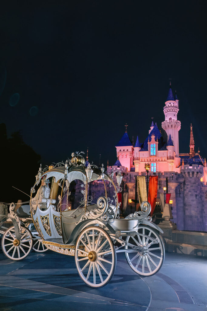 Live out your fairy tale by arriving at your ceremony or reception in Cinderella's Platinum Coach. Pulled by a stately horse, your magical coach will be skillfully guided by a driver and footmen in full regalia.