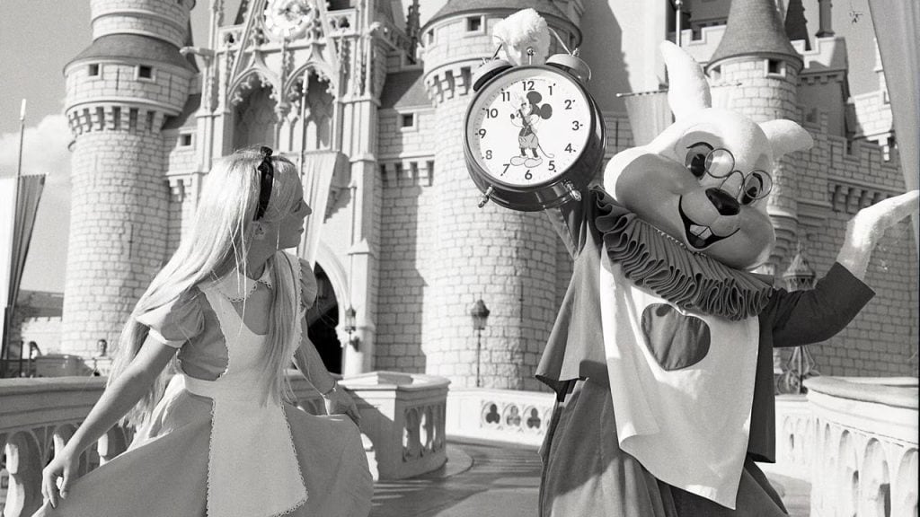 Image of Alice and the White Rabbit at Magic Kingdom Park in 1971