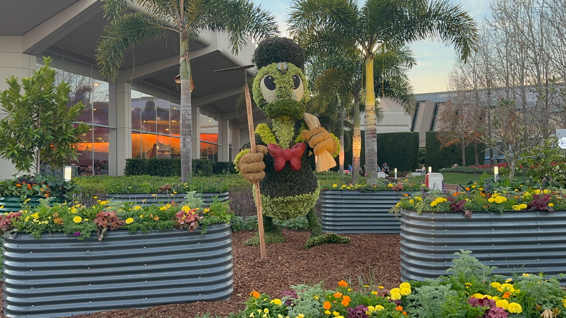 2024 Epcot Flower and Garden Festival Topiaries a Donald Duck near Connections Cafe