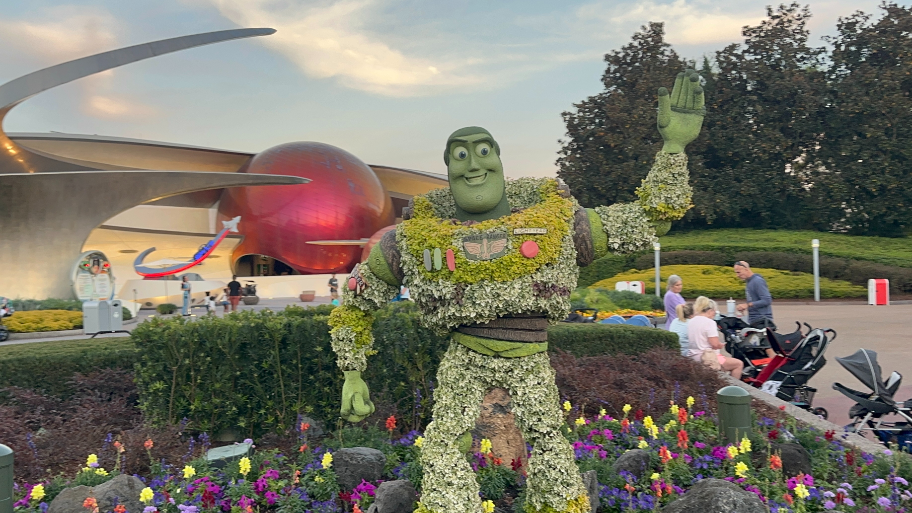 2024 Epcot Flower and Garden Festival Topiaries a Buzz Lightyear near Mission Space