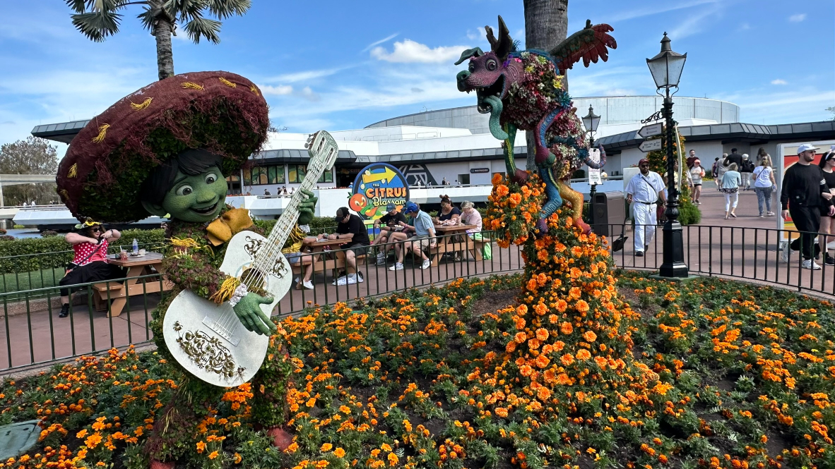 2024 Epcot Flower and Garden Festival Topiaries New for 2024 - Coco - Miguel and Dante