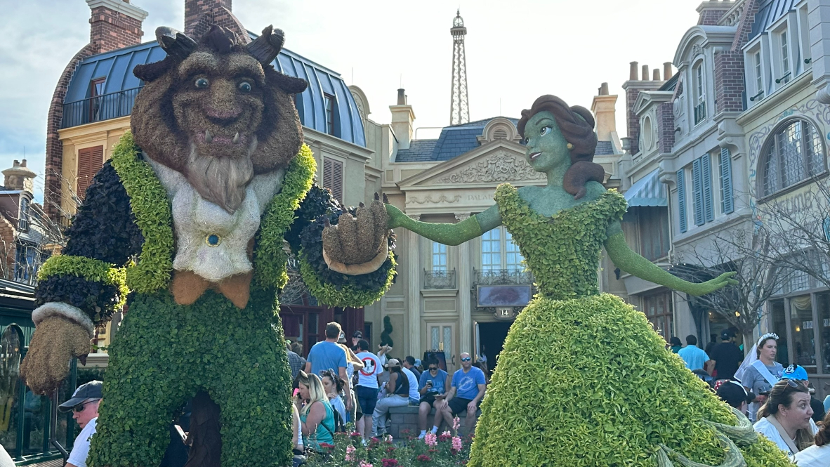 2024 Epcot Flower and Garden Festival Topiaries Beast and Belle