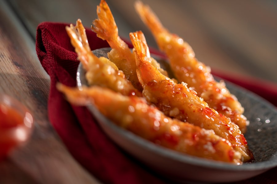 Orange-Sesame Tempura Shrimp with Orange-Chile Sauce 