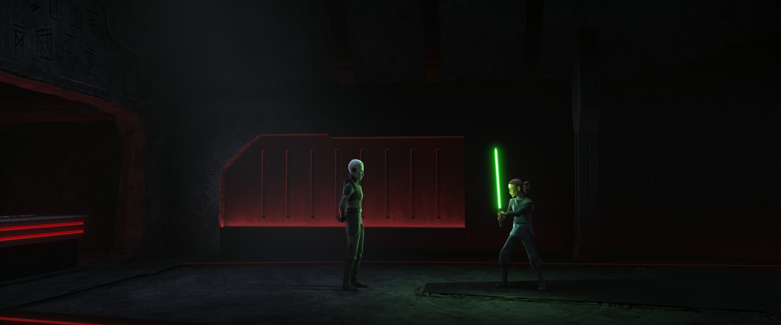 (L-R): Grand Inquisitor and Barriss Offee in a scene from "STAR WARS: TALES OF THE EMPIRE", exclusively on Disney+. © 2024 Lucasfilm Ltd. & ™. All Rights Reserved.