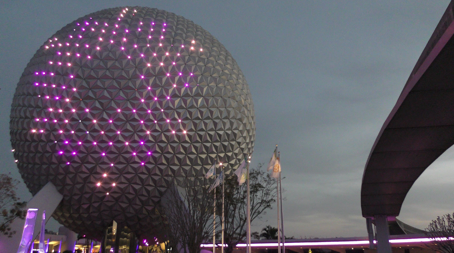 Spaceship Earth Lighting Sequence for Epcot Flower and Garden Festival 2024