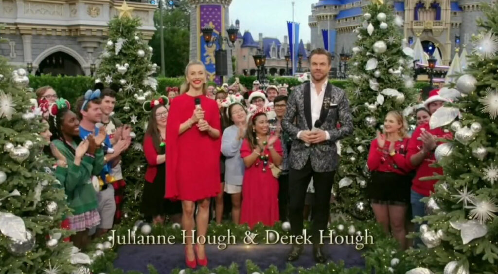 2023 Disney Parks Magical Christmas Day Parade 40th Anniversary Hosts Julianne Hough & Derek Hough