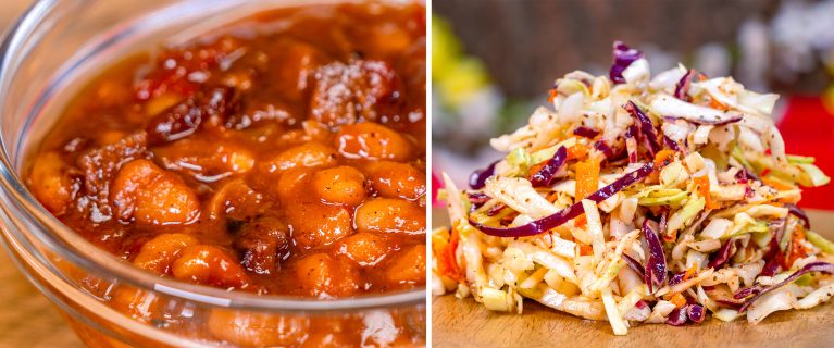 Baked Beans; House Slaw