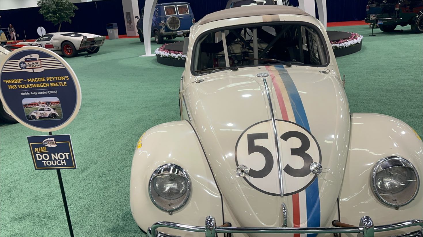 Walt Disney Archives Great Big Beautiful Car Show D23 2024 - Herbie Maggie Peyton's 1963 Volkswagen Beetle from Herbie Fully Loaded 2005