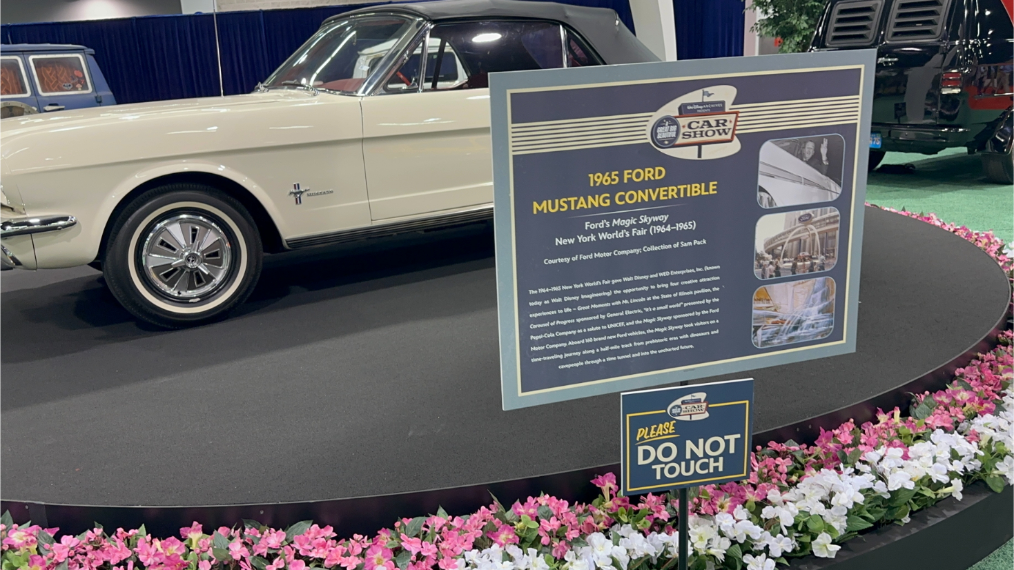 Walt Disney Archives Great Big Beautiful Car Show D23 2024 - 1965 Ford Mustang Convertible from 1964-65 World Fair Attraction Ford's Magic Skyway