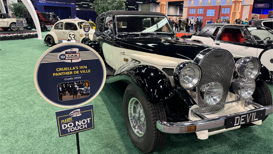 Walt Disney Archives Great Big Beautiful Car Show D23 2024 - Cruella's 1974 Panther De Ville from Cruella 2021