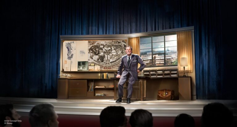 Walt Disney – A Magical Life will debut at the Main Street Opera House at Disneyland Park in Anaheim, Calif., on May 16, 2025. The attraction will feature a cinematic presentation of Walt Disney’s journey, culminating in a visit with Walt in his office, brought to life for the first time ever through the magic of Audio-Animatronics storytelling. (Artist Concept/Disneyland Resort)