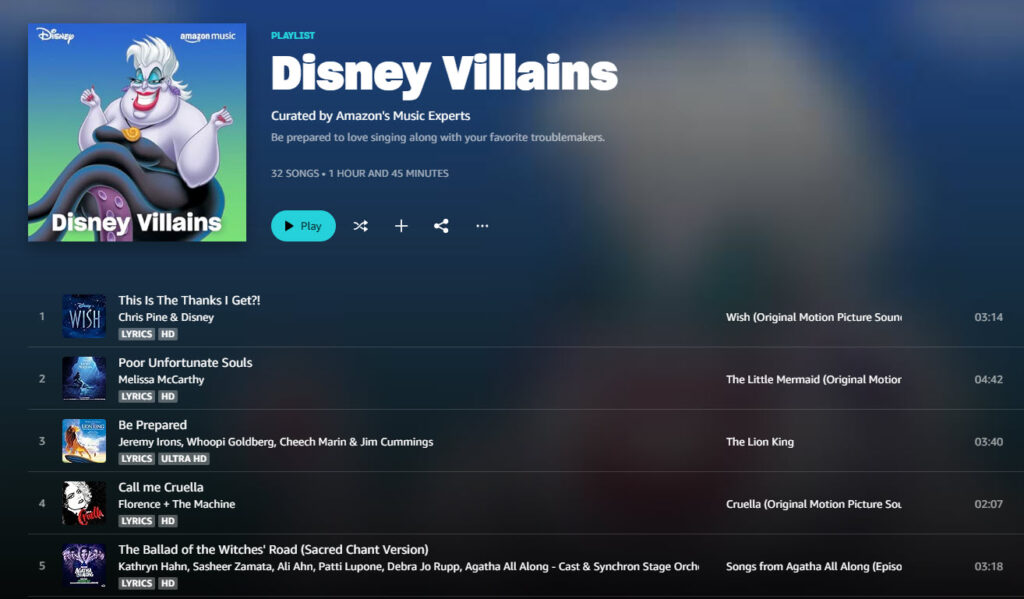 Disney Villains Playlist Music