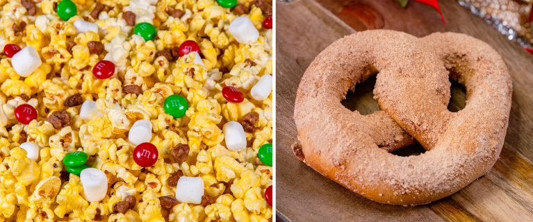 Popcorn and Pretzel Collage - Disneyland Resort Holiday Food 2024