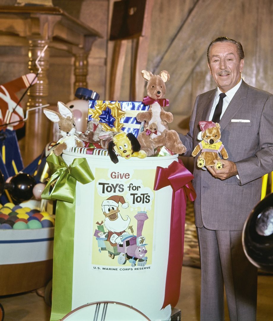 Walt Disney with Toys for Tots box