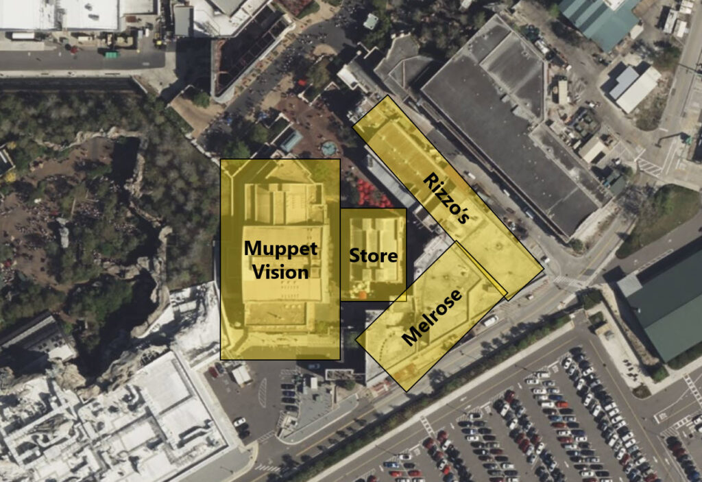 Muppet Vision Courtyard 2024 Satellite Image