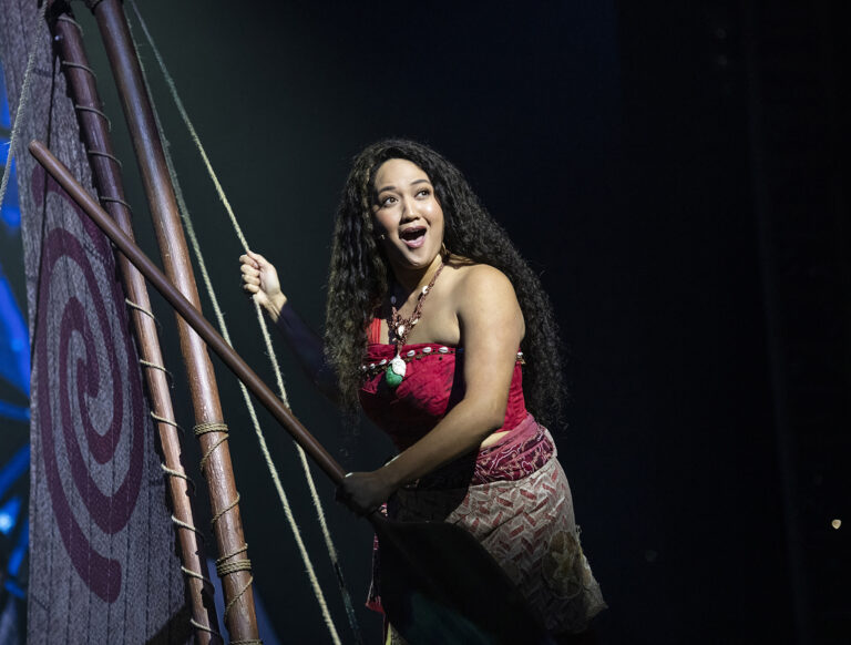 “Disney The Tale of Moana” brings Moana’s adventurous tale to life, for the first time on stage, in the Walt Disney Theatre aboard Disney Cruise Line’s newest ship, the Disney Treasure. With set design and music bursting with elements of Pacific Islands culture that inspires the classic coming-of-age tale, this innovative production will immerse audiences in a transformational adventure across land and sea. Guests will experience Moana’s story like never before, showcasing new songs, large scale puppeteering, and innovative special effects. (Kent Phillips, photographer)