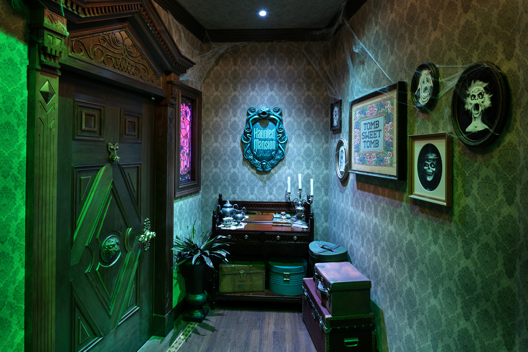 Aboard the Disney Treasure, the Haunted Mansion Parlor honors more than five decades of fandom and introduces the world to the next chapter of the Haunted Mansion saga. Guests will enjoy spooktacular, specialty cocktails themed to the classic Disney Parks attraction and its inhabitants, as well as a variety of Haunted Mansion details from around the world. (Kent Phillips, photographer)