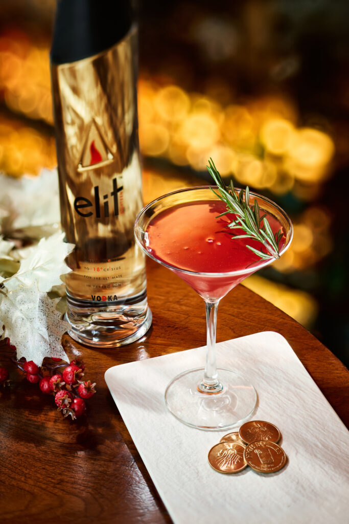 Cosmic Poinsettia: infused Stoli Elit, Belle de Brillet pear brandy, St. George spiced pear, cinnamon syrup, lime juice. $30 