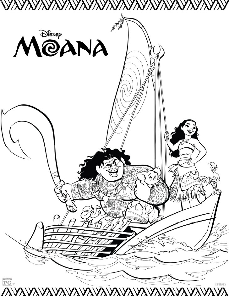 Disney's Moana Coloring Pages - Group on Ship