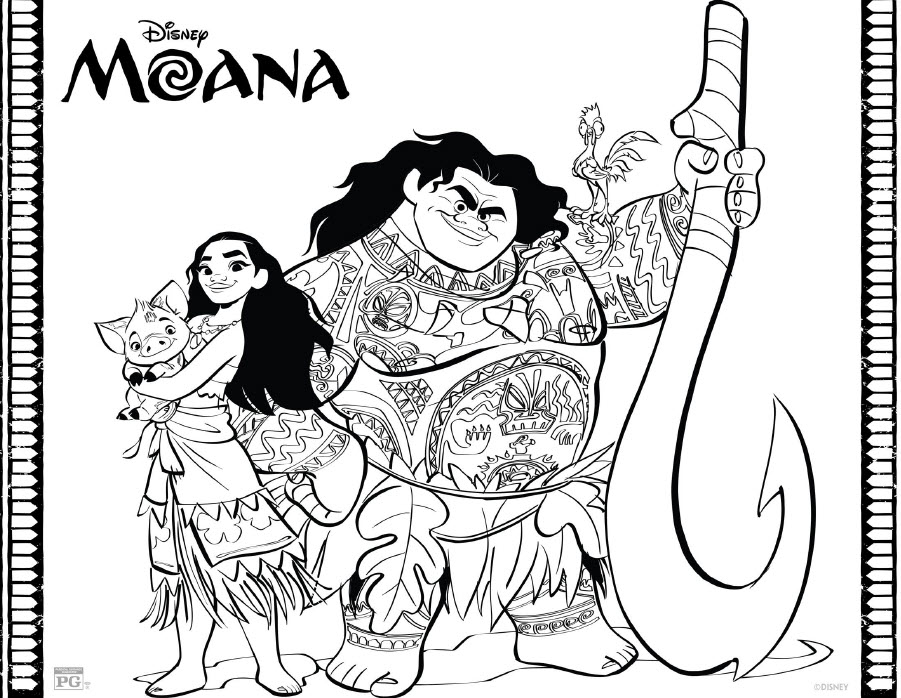 Disney's Moana Coloring Pages - Group