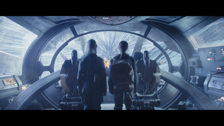 (L-R) KB (Kyrianna Kratter), Fern (Ryan Kiera Armstrong) and Wim (Ravi Cabot-Conyers) in Lucasfilm's STAR WARS: SKELETON CREW, exclusively on Disney+. ©2024 Lucasfilm Ltd. & TM. All Rights Reserved.