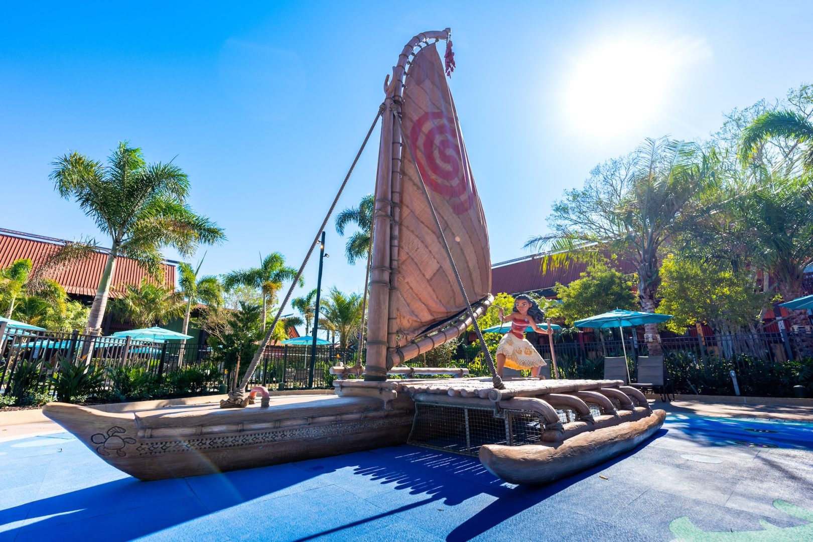 “Moana’s Voyage,” a splash area with life-size sculptures of Moana and her iconic canoe