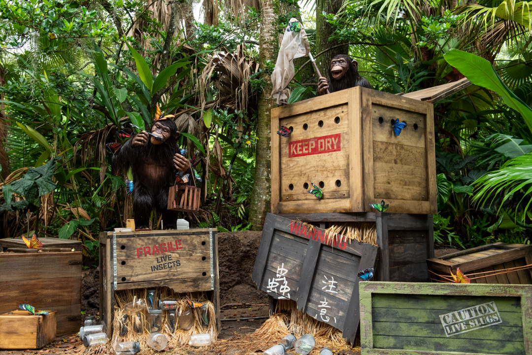 The Jungle Navigation Company headquarters dressed for the holidays with garlands and ornaments