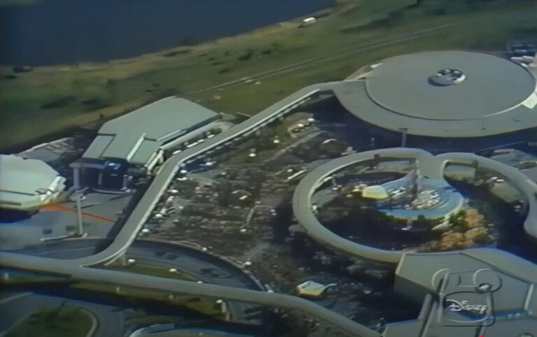 Carousel of Progress on It's opening Day at walt Disney World, January 15, 1975 lost in the shadow of Space mountain Opening the same day