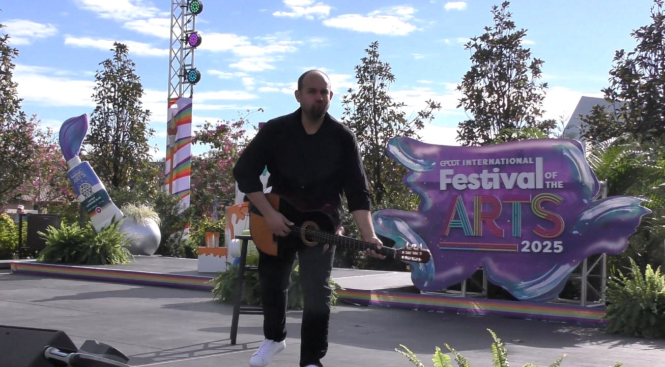 Nicholas Marks lights up the stage with his signature gypsy rumba flamenco style at the brand-new CommuniCore Plaza during the Epcot Festival of the Arts 2025! 🎸✨ A perfect blend of passion, rhythm, and artistry.