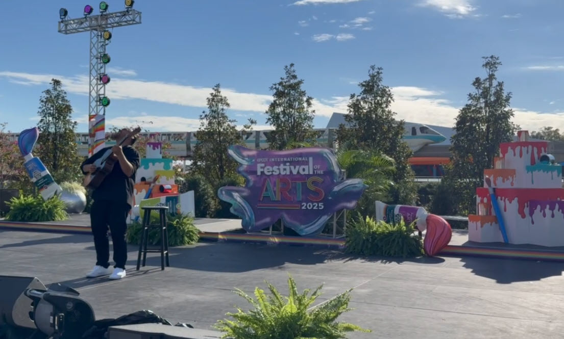 Nicholas Marks lights up the stage with his signature gypsy rumba flamenco style at the brand-new CommuniCore Plaza during the Epcot Festival of the Arts 2025! 🎸✨ A perfect blend of passion, rhythm, and artistry.