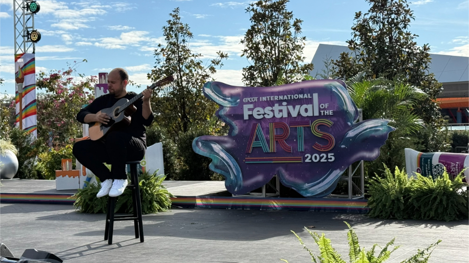 Nicholas Marks lights up the stage with his signature gypsy rumba flamenco style at the brand-new CommuniCore Plaza during the Epcot Festival of the Arts 2025! 🎸✨ A perfect blend of passion, rhythm, and artistry.