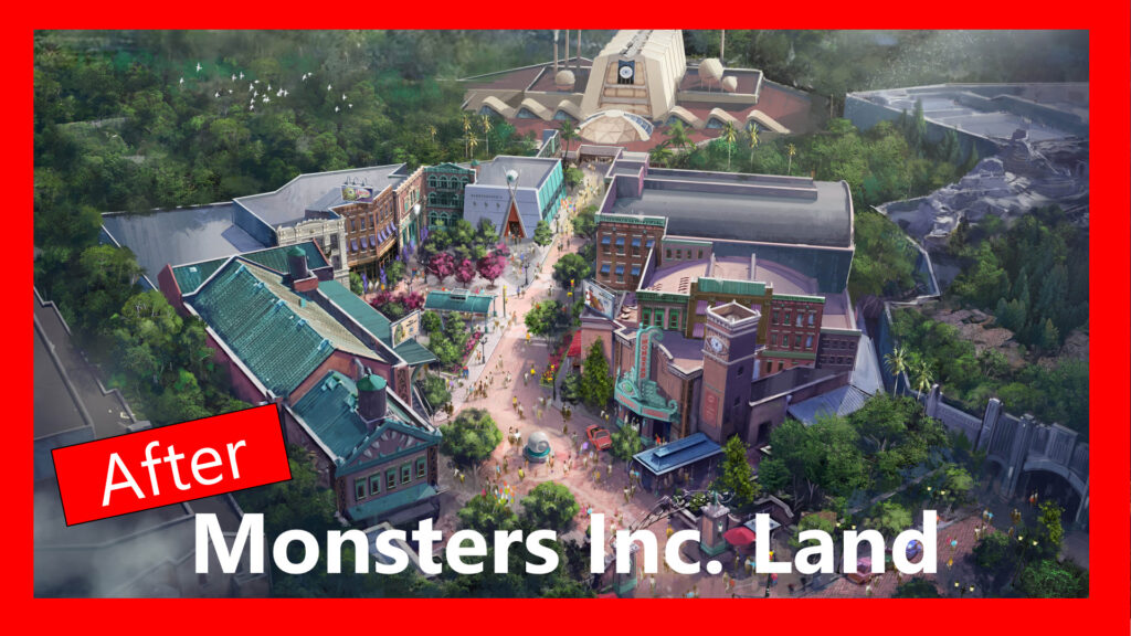 Monsters Inc Land, Concept art that matches Muppet Courtyard Satellite image.