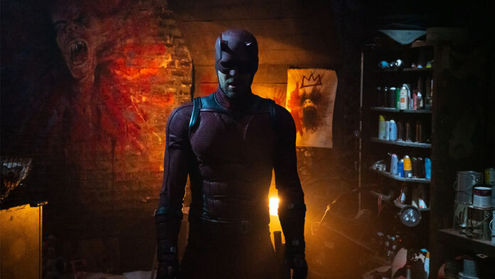A figure dressed in Daredevil