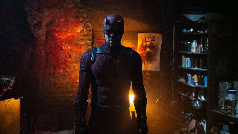 A figure dressed in Daredevil