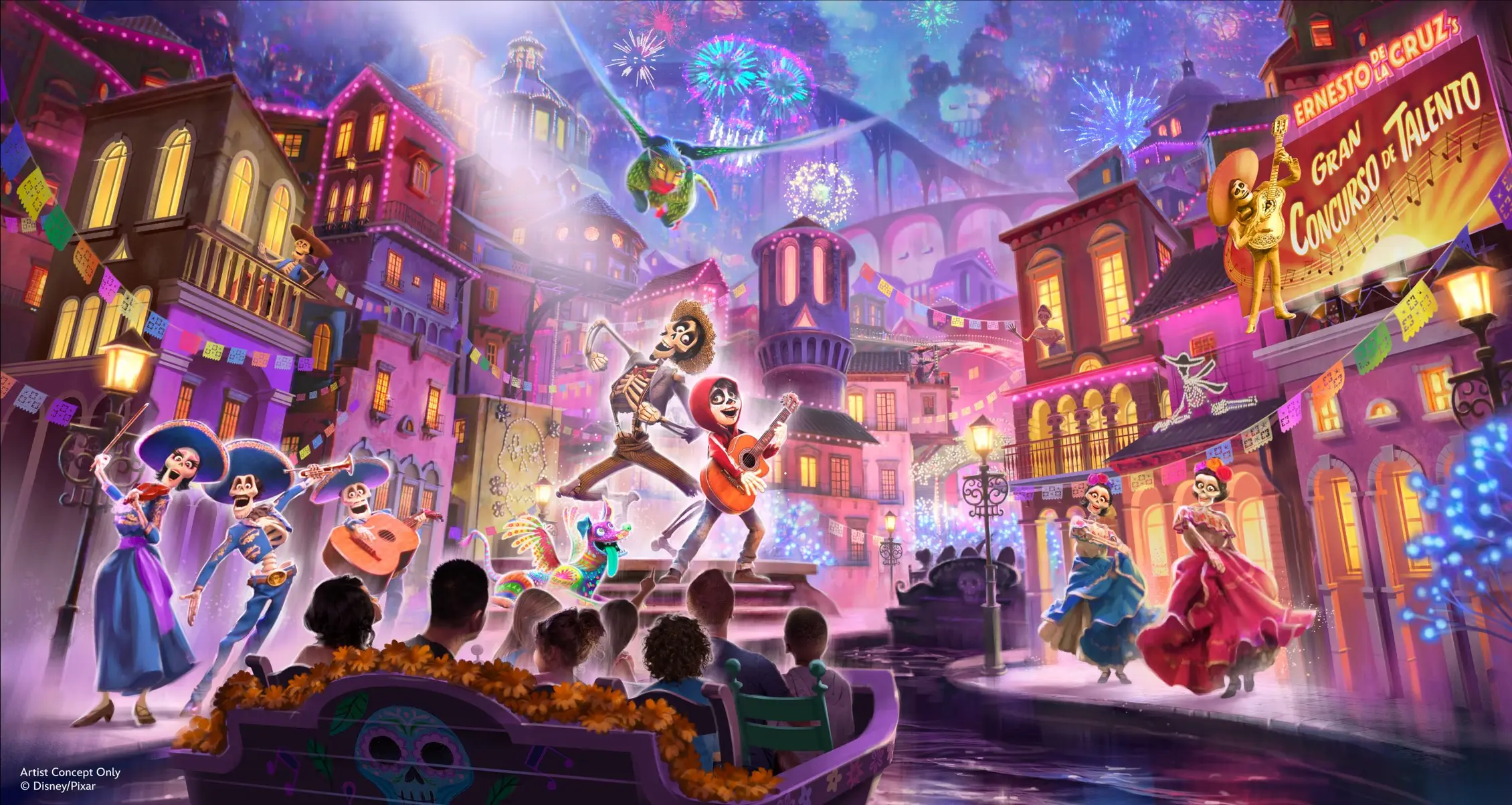 Concept art for COCO attraction announced for Disney land During the 2024 D23 Ultimate Disney Fan Event.